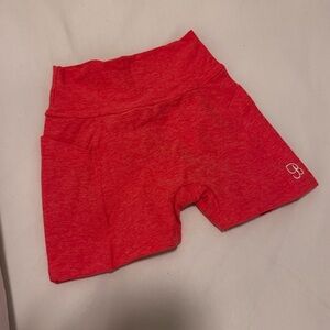 BOMBSHELL SPORTSWEAR NEON PEACHY PINK Athletic Shorts WITH SCRUNCH.